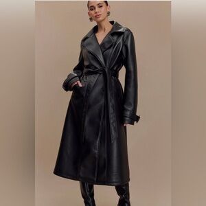 Sleek Black Women's Trench Coat